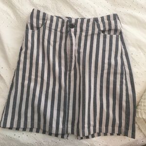 Blue and white striped skirt